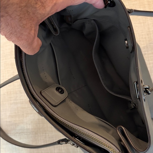 Coach Leather and Suede Shoulder Bag in Dove Gray with Gun Metal Hardware - Picture 12 of 16